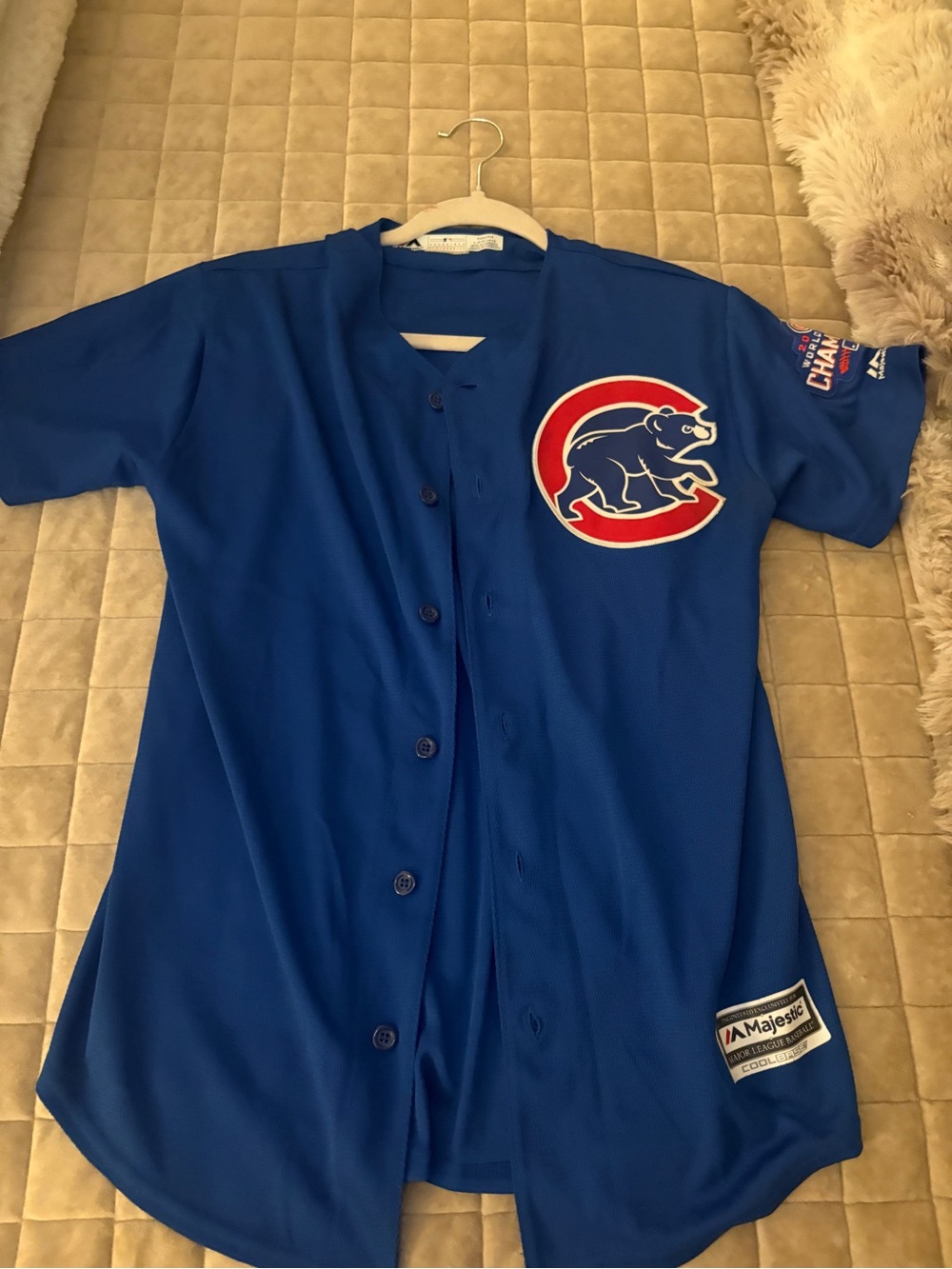 Majestic Kids Blue Chicago Cubs Button-Up Jersey